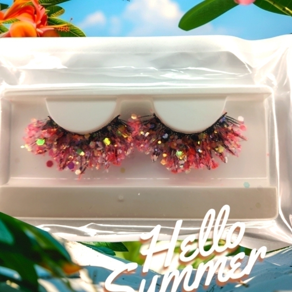 New Glitter Pink Sequin Y2K Fluffy False Eyelashes